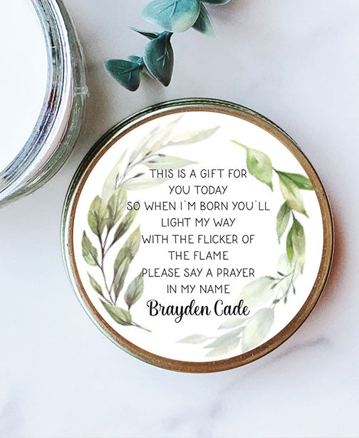 Green Wreath Prayer Candle Stickers