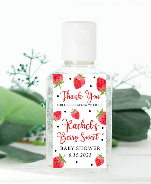 Tall Strawberry Baby Hand Sanitizer Label
