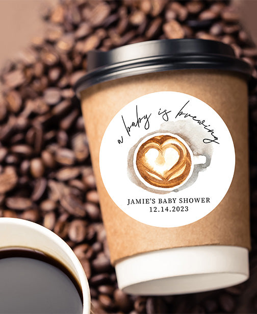 Baby is Brewing Coffee Baby Shower Stickers