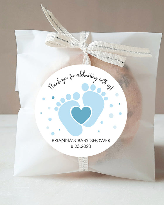 Blue Baby Feet Baby Shower Stickers