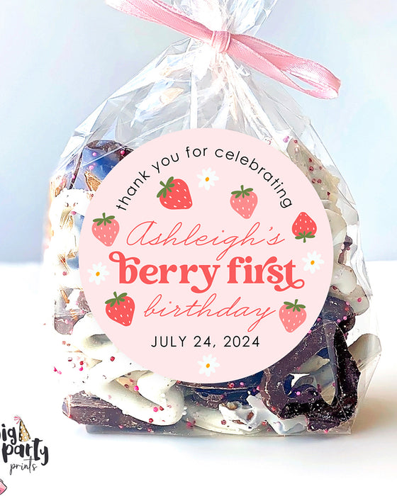 Berry First Birthday Party Stickers