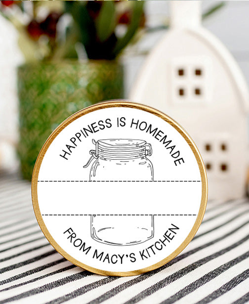 Mason Jar Happiness is Homemade Canning Stickers