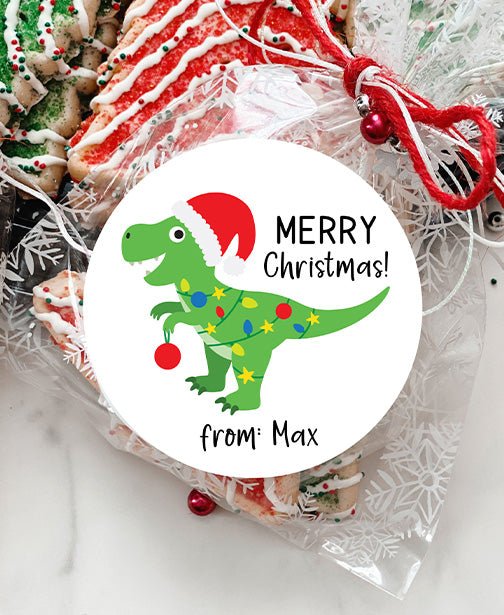 TRex Dinosaur Christmas Stickers
