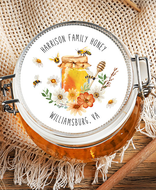 Family Honey Canning Jar Stickers