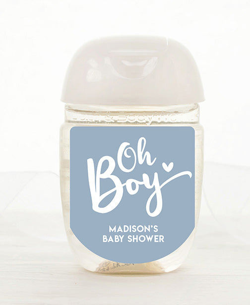 Oh Boy Baby Shower Hand Sanitizer Label