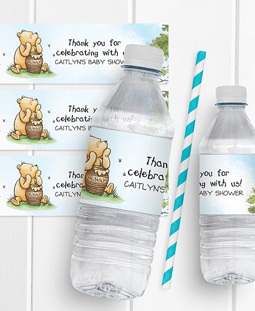 Pooh Baby Shower Water Bottle Labels
