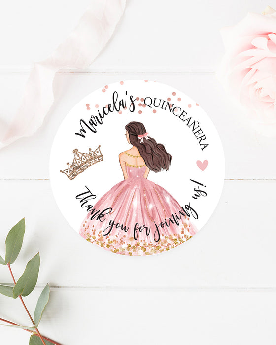 Quinceanera Princess Birthday Party Stickers