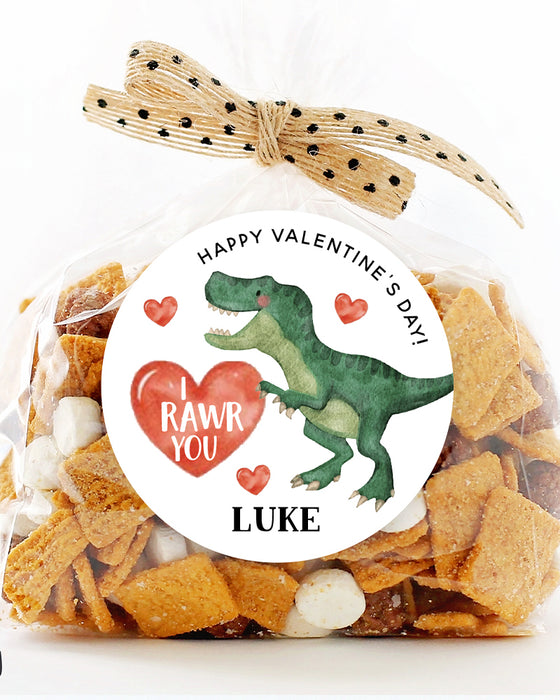 I RAWR You Dinosaur Valentine Stickers