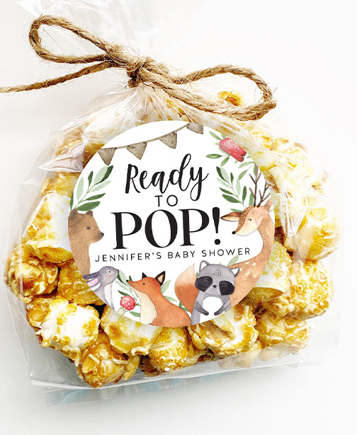 Ready to Pop Woodland Baby Shower Stickers