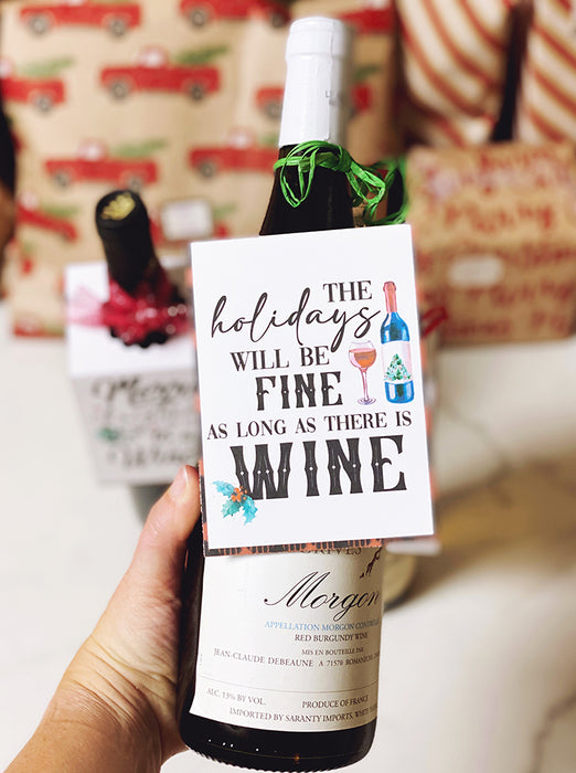Christmas Holidays Printable Wine Bottle Hang Tags