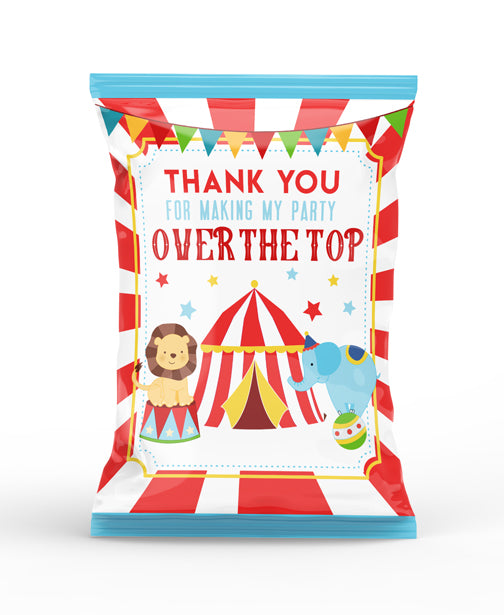 Carnival Circus Birthday Printable Chip Bag Wrapper