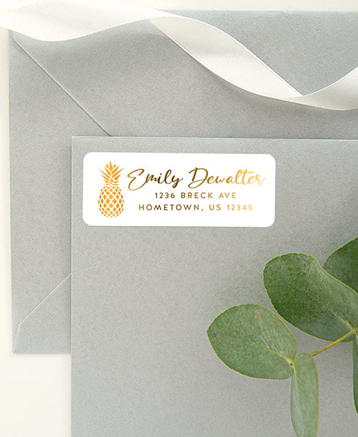 Pineapple Foil Address Sticker Labels