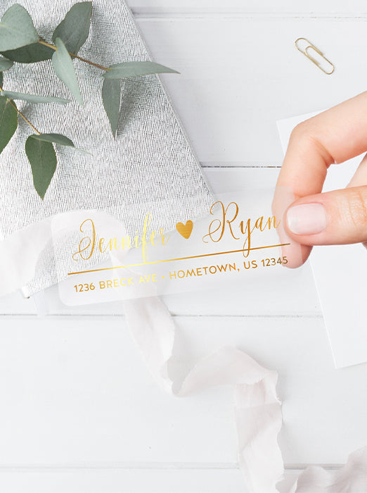 Wedding Couple Foil Address Sticker Labels