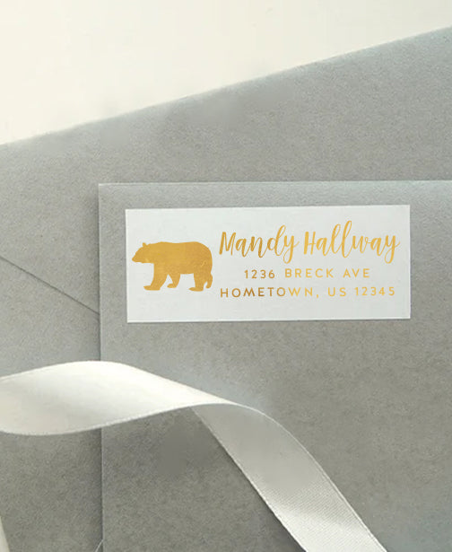 Bear Foil Address Sticker Labels