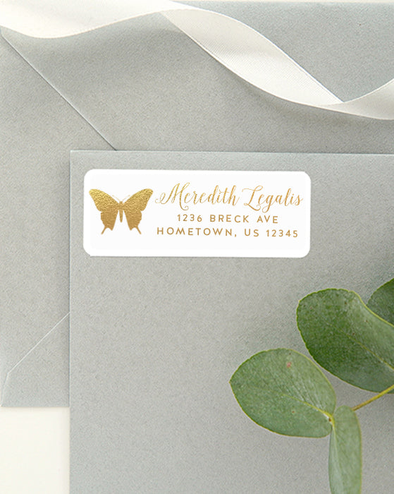 Butterfly Foil Address Sticker Labels