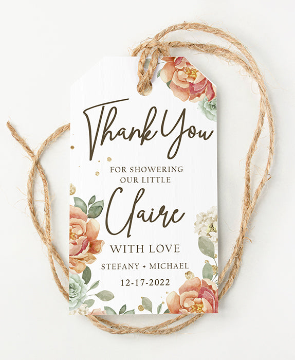 French Floral Baby Shower Hang Tags