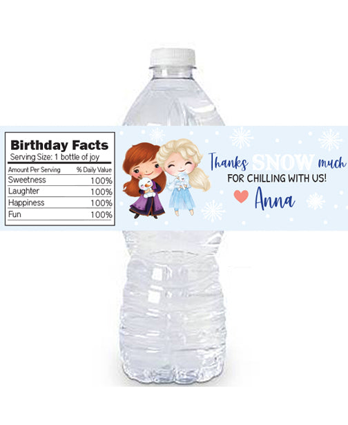 Frozen Elsa Party Water Bottle Labels