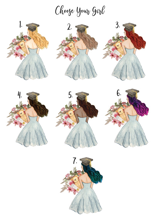 Custom Graduation Girl with Flowers Return Address Labels