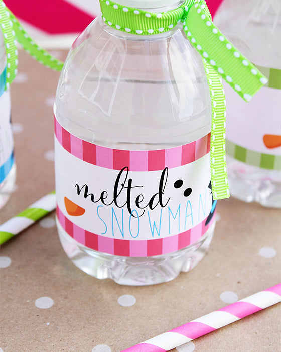 Melted Snowman Party Printable Water Bottle Label