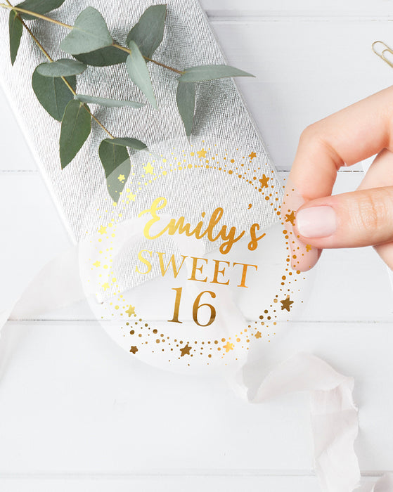Sweet 16 Foil Birthday Stickers