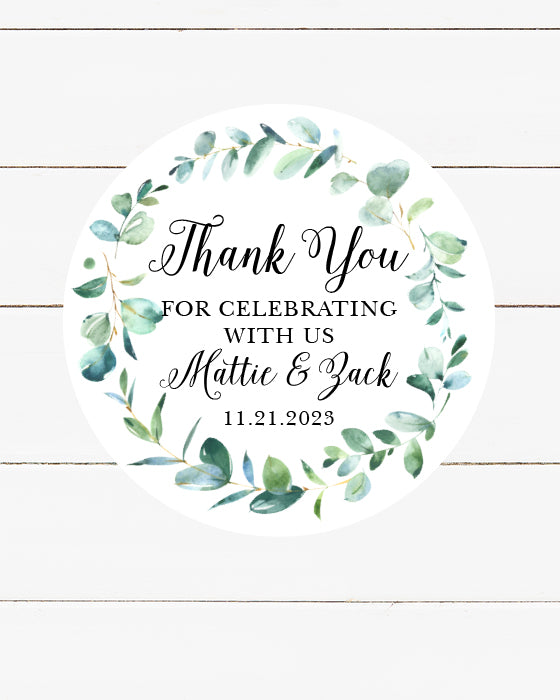 Eucalyptus Wreath Thank You Wedding Stickers