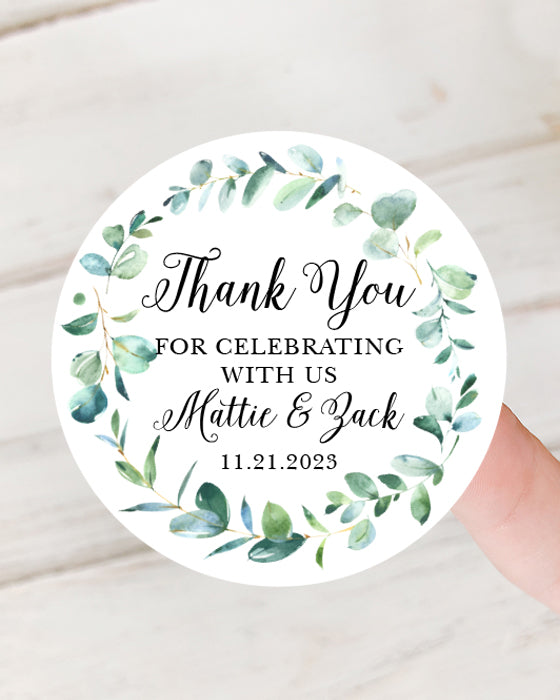 Eucalyptus Wreath Thank You Wedding Stickers