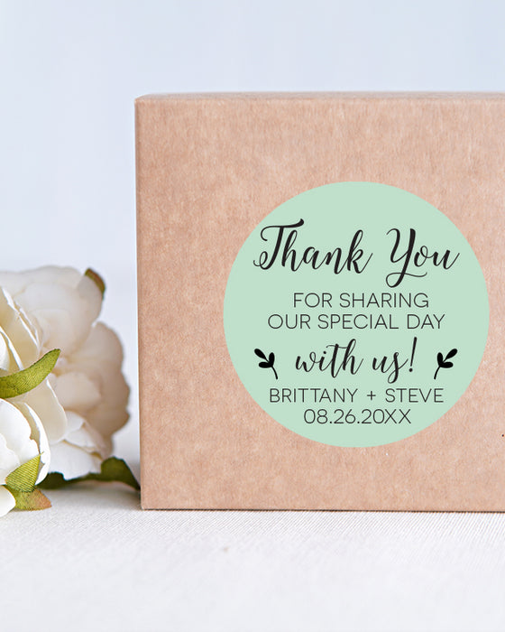 Thank You for Sharing Our Special Day Wedding Stickers