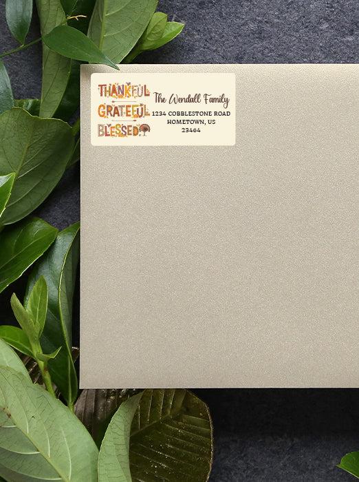 Thankful Grateful Blessed Thanksgiving Address Labels