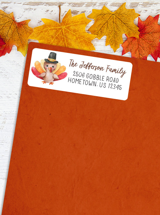 Cute Turkey Return Address Sticker Labels