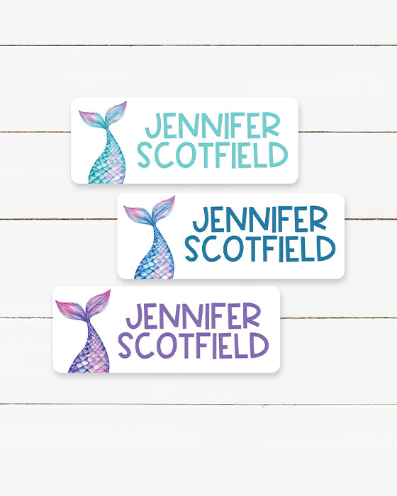 Mermaid Tails Waterproof Name Labels