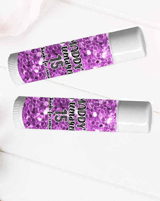 Glitter Teen Birthday Lip Balm Labels