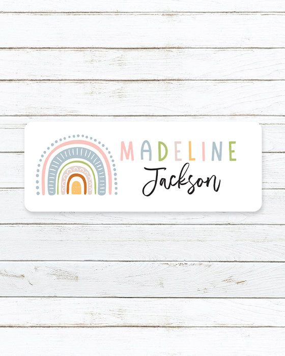 Boho Rainbow Waterproof Name Labels