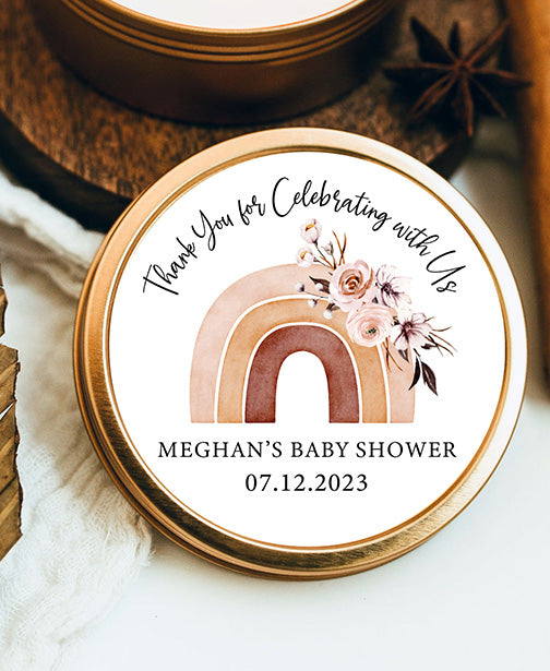 Floral Boho Rainbow Baby Shower Stickers