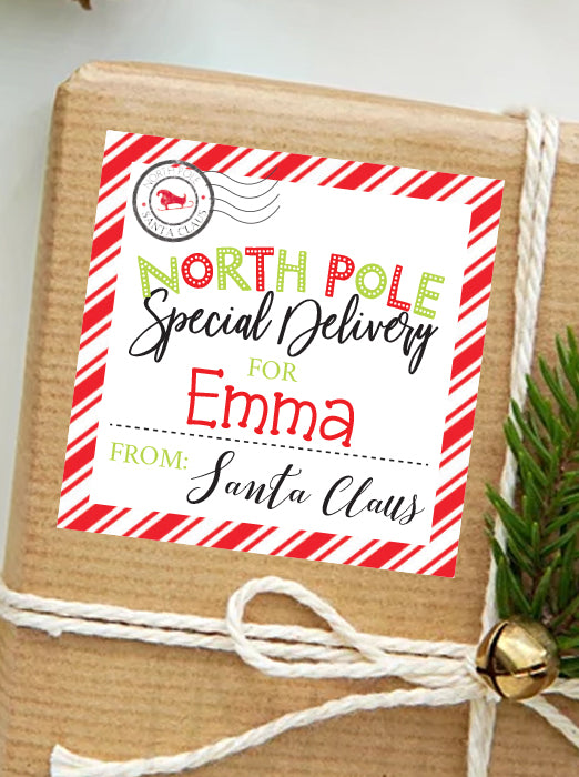 North Pole Special Delivery from Santa Christmas Stickers