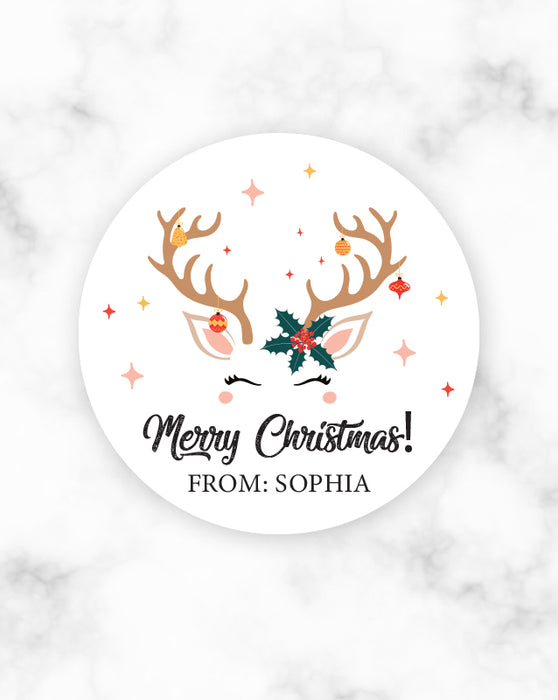 Cute Reindeer Face Christmas Stickers