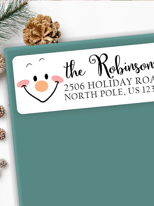 Snowman Face Christmas Address Sticker Labels