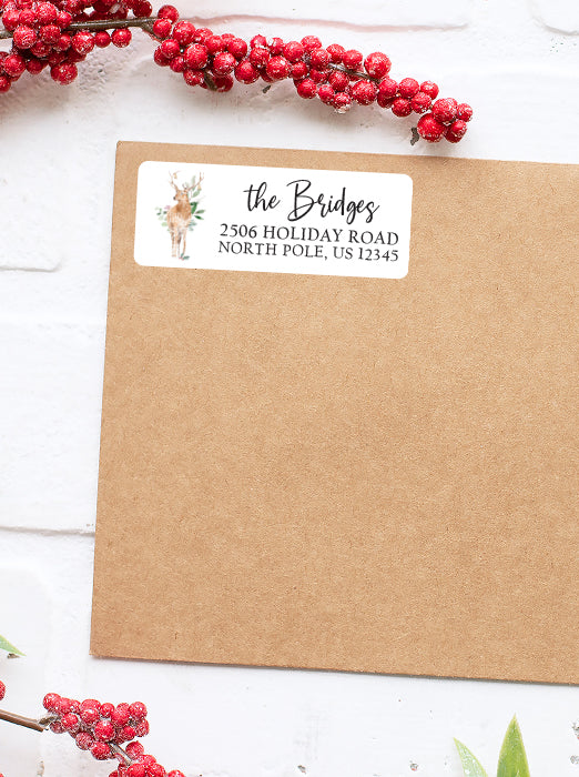 Elegant Deer Christmas Address Sticker Labels