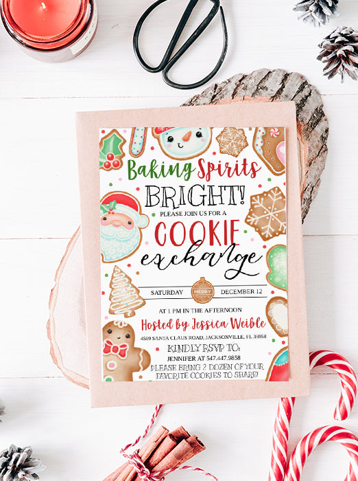 Christmas Cookie Exchange Party Invitation, Digital