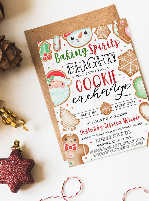 Christmas Cookie Exchange Party Invitation, Digital