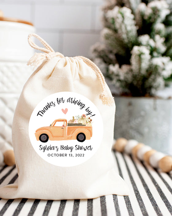 Pumpkin Truck Drive By Baby Shower Stickers