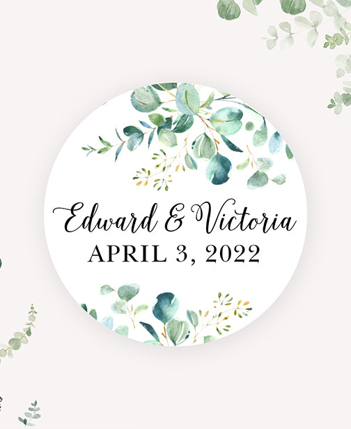 beautiful eucalyptus floral wedding favor stickers
