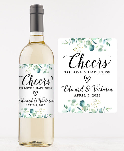 Eucalyptus Wedding Cheers Wine Labels