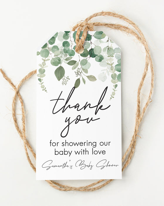 eucalyptus baby shower hang tags