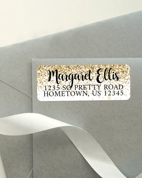 Gold Glitter Confetti Address Sticker Labels