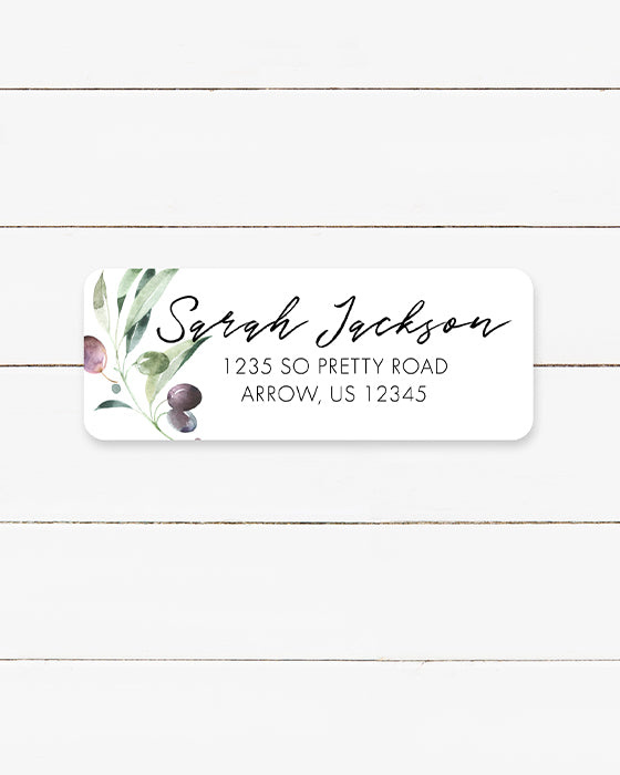 Olive Leaf Address Sticker Labels