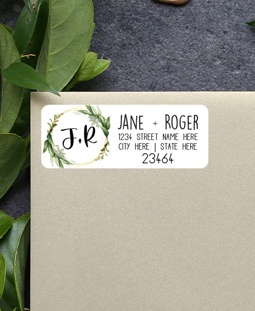 Greenry Monogram Return Address Sticker Labels