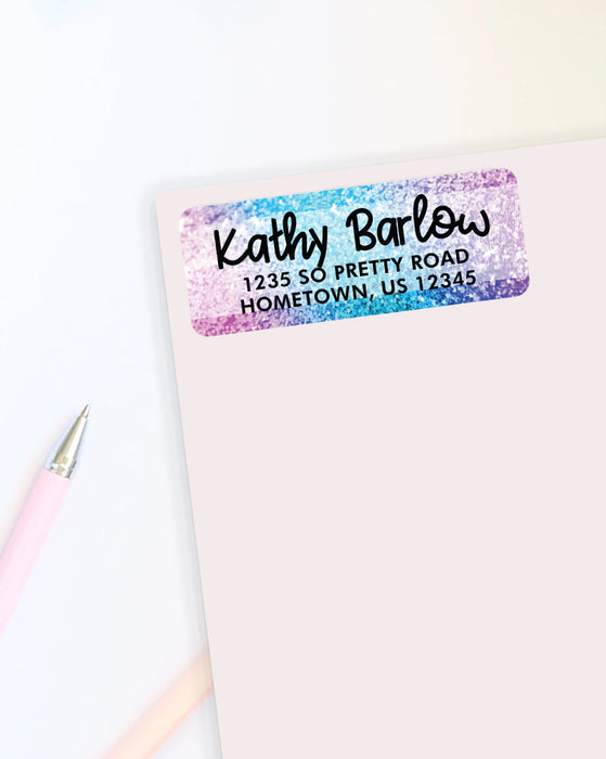 Rainbow Glitter Address Sticker Labels