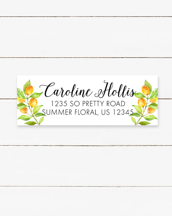 Orange Floral Address Sticker Labels