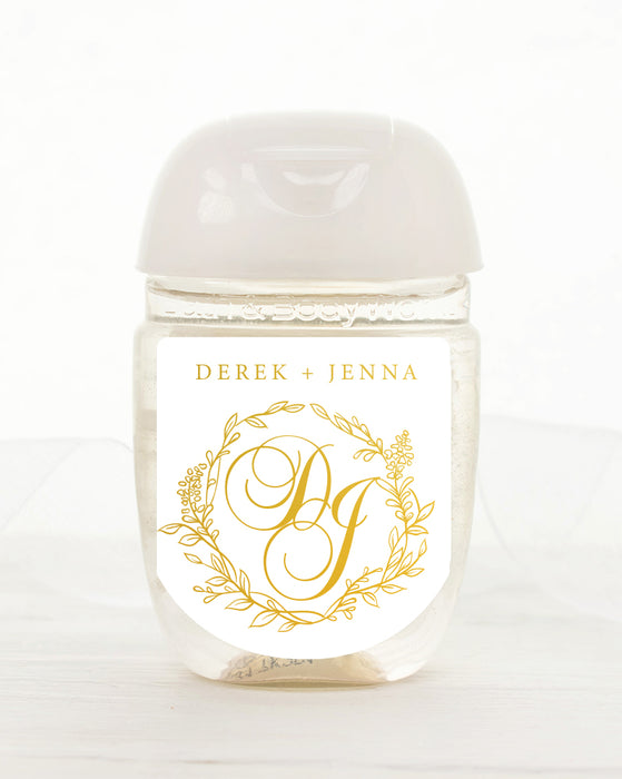 Foil Monogram Wedding Hand Sanitizer Label