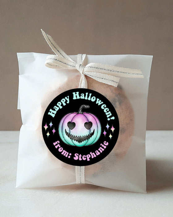 Pastel Pumpkin Halloween Treat Stickers